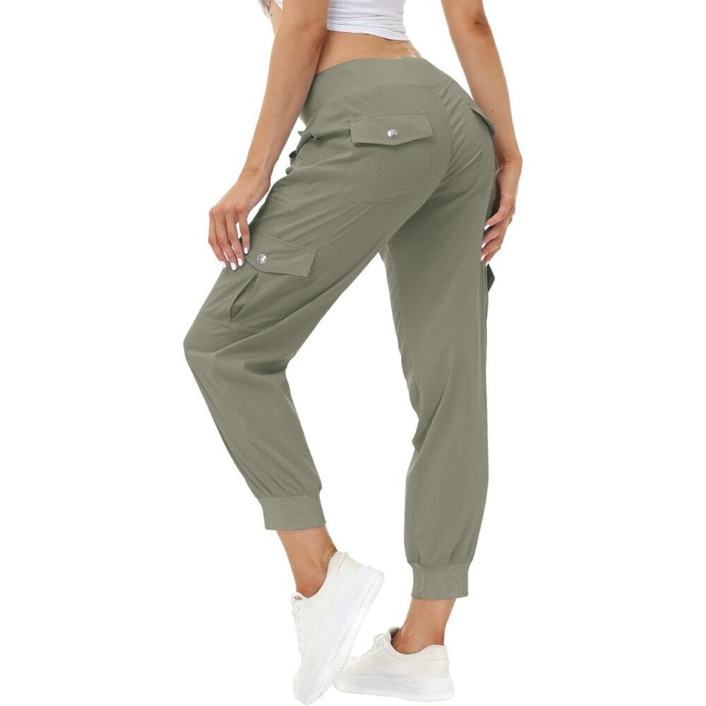Women's Lightweight Cargo Pants Elastic Waist Quick Dry Breathable Active Wear